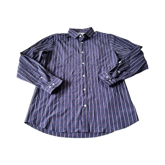 Mizzen+Main Leeward Collection Mens XL Trim Fit Blue Pinstripe Stretch - Picture 1 of 5